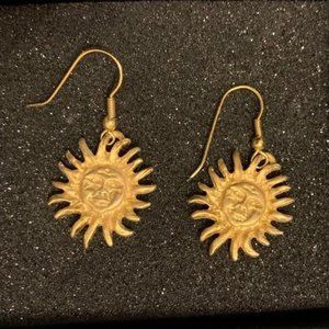 gold sun hook earrings